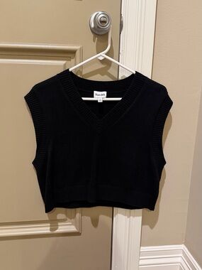 Aritzia Sunday Best Black V-Neck Knit Sweater Vest M
